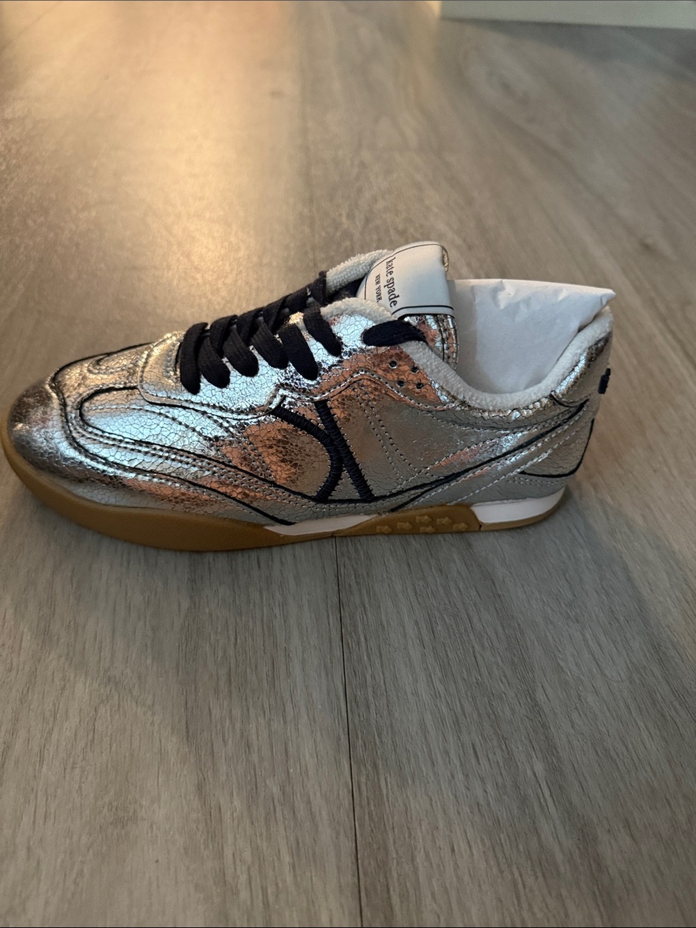 Kate Spade Silver Metallic Sneakers - Picture 2 of 5